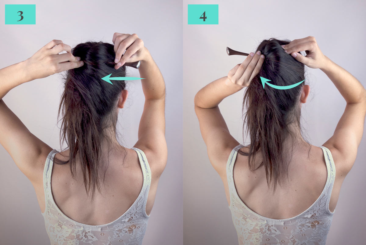 Tutorial cola de caballo con palo para el cabello. Paso 3 y 4 Tutorial cola de caballo con palo para el cabello. Paso 3 y 4